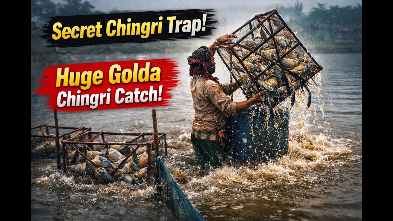Amazing Early Morning Shrimp Catch | Freshwater Prawn Fishing | Village Life #viral #reels #youtube