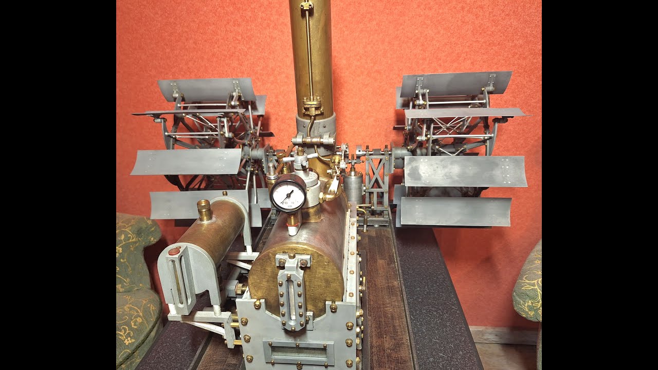 Große  Dampfmaschine Schaufelraddampfer Modell
