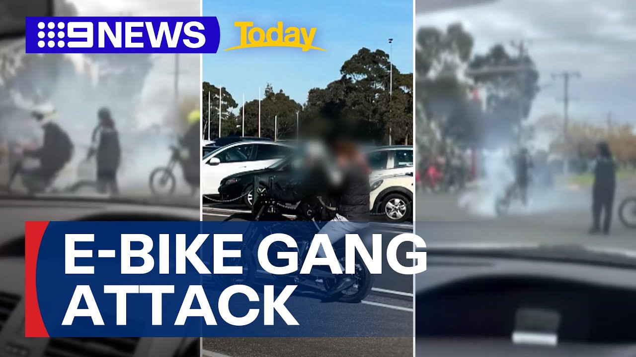 Teen e-bike gang called out after alleged attack on family | 9 News Australia