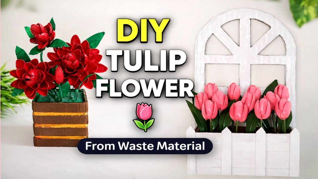 2 Unique Beautiful Pista Sell tulip flower 🌷 | Best out of waste😱😱 #pistasellcraft #craft #viral 