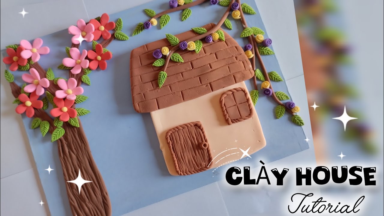 Let's make a Clay House 🏠 || air dry clay || wall hanging easy craft using clay 🌿