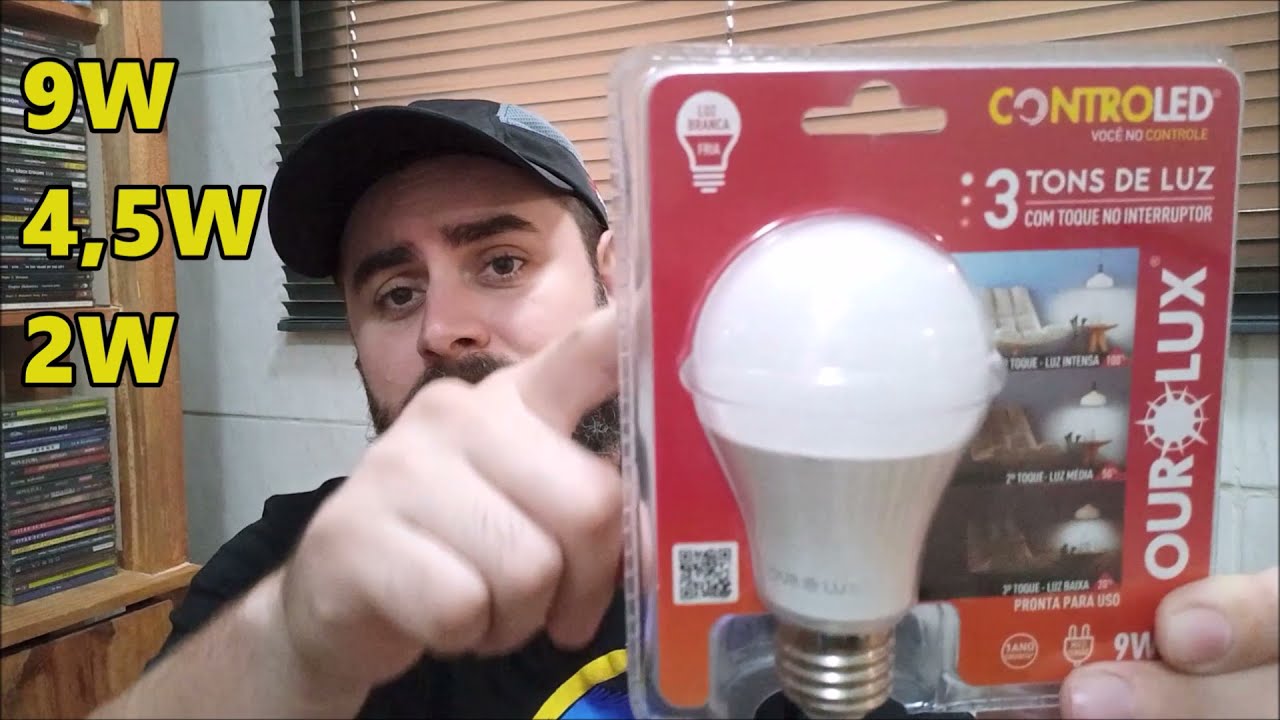 Lâmpada para abajur e luminária, 3 tons ourolux controled - lâmpada com 3 intensidades.