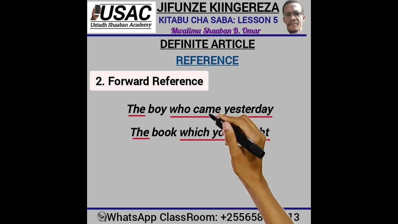 JIFUNZE KIINGEREZA: KITABU CHA SABA, LESSON 5, Mwalimu Shaaban B. Omar