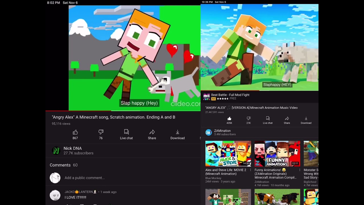 Original angry Alex vs scratch angry Alex