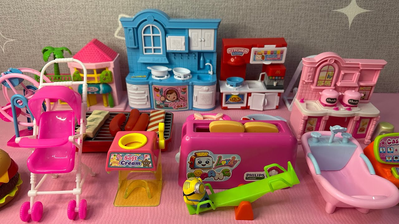 Mainan Dapur Memasak Kitchen Set Warna Pink, Kompor, Toaster, Pemanggang, Mesin Kasir Es Krim, Pinky