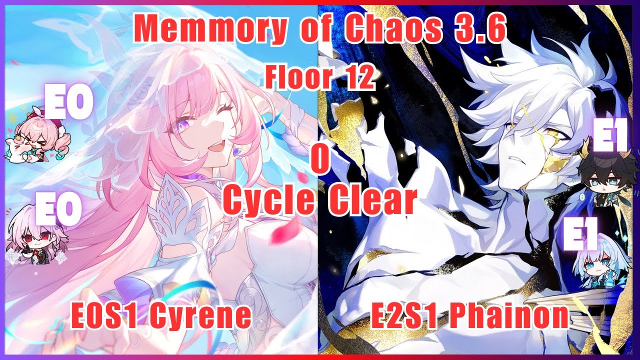Memory of Chaos 3.6 Floor 12 - E0S1 Cyrene & E2S1 Phainon 0 Cycle | Honkai Star Rail