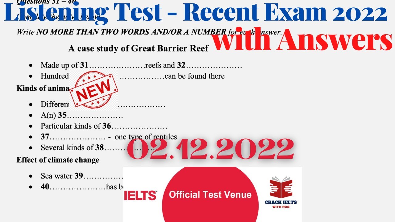 IELTS Listening Actual Test 2022 with Answers | December Exam