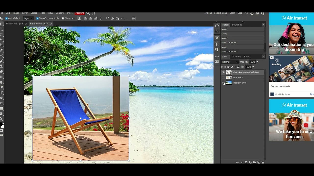 Photopea - Beach background project