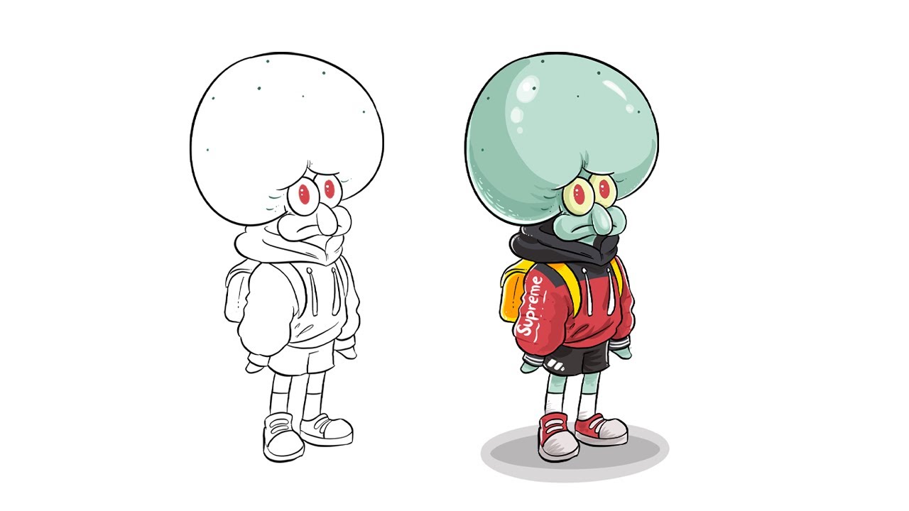 how to draw Hypebeast Kid Squidward | Spongebob squarepants