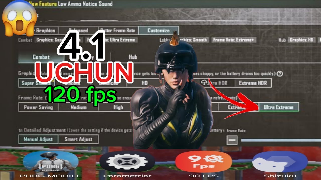 Slabiy telefonlar uchun 4.1 abnovada 120 fps🤯