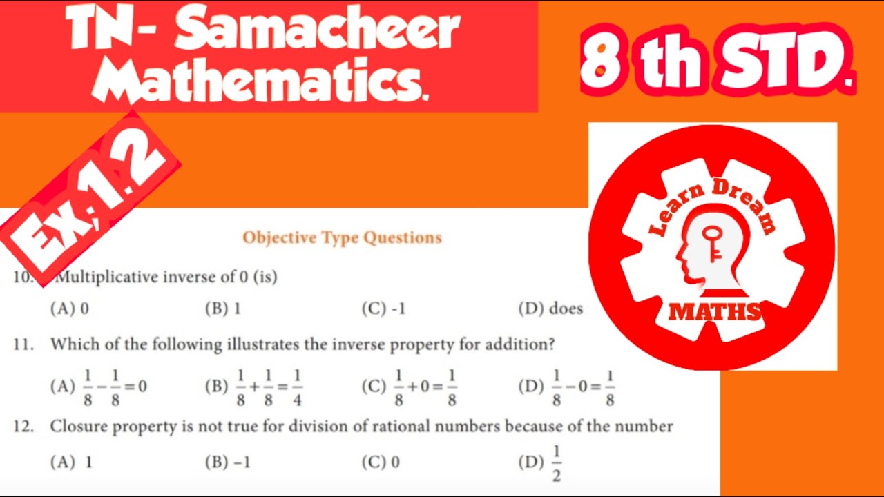 Ex;1.2 🌹Objective type questions 🌹 8 th STD Maths in Tamil/TN Samacheer class 8