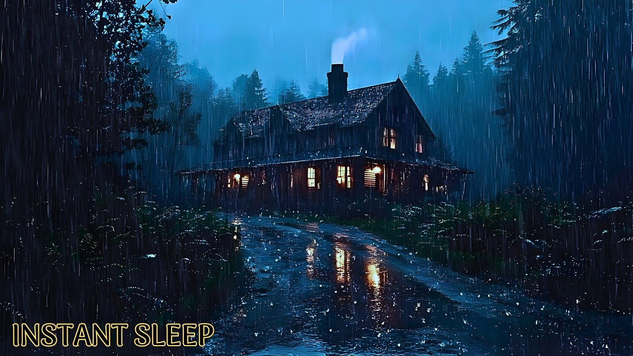 🌧️ Rainy Forest Cabin Ambience | Cozy Night, Fireplace & Deep Relaxation
