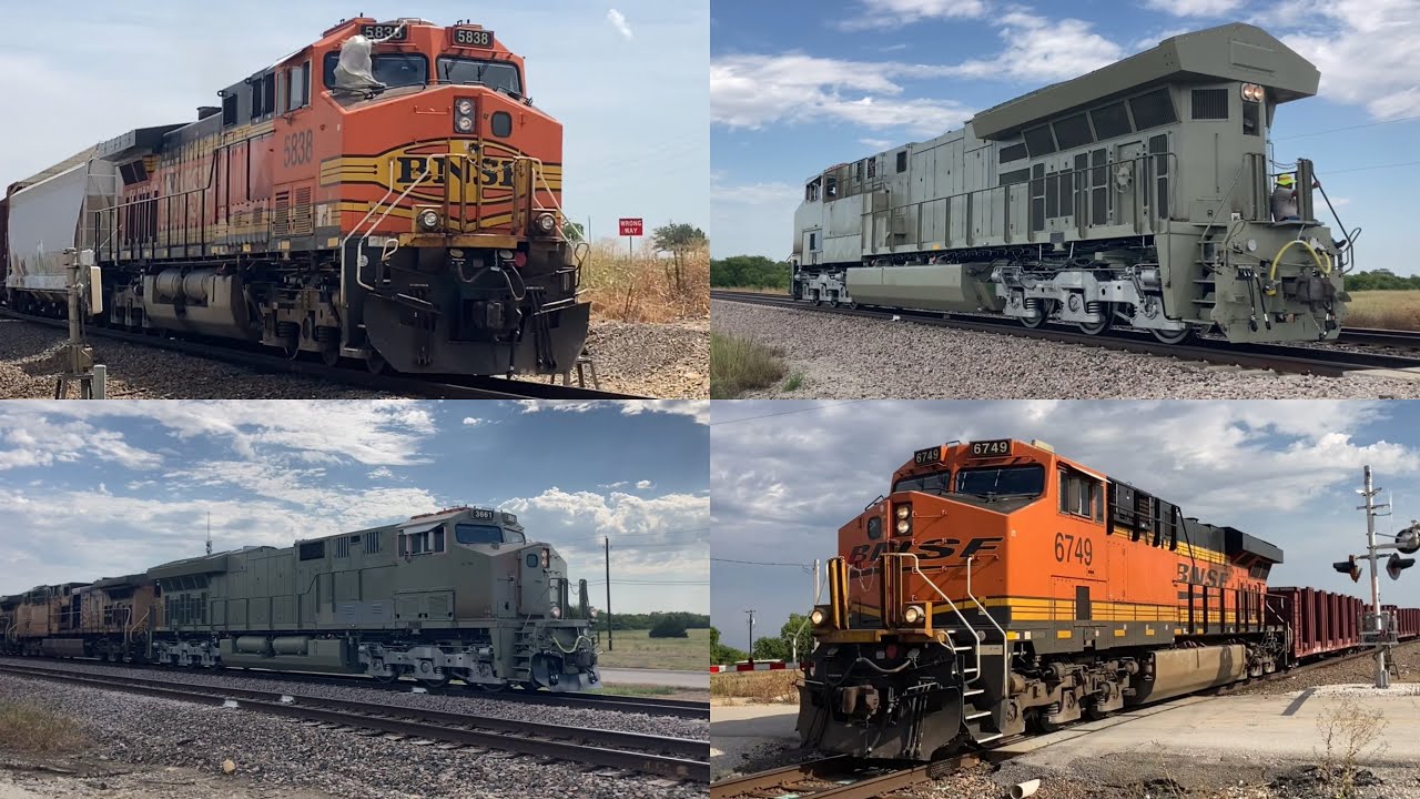 Trains at Justin, TX - Ft. GE Primer & Power Move, NS Leader & BNSF Tie Train (July 11, 2023)