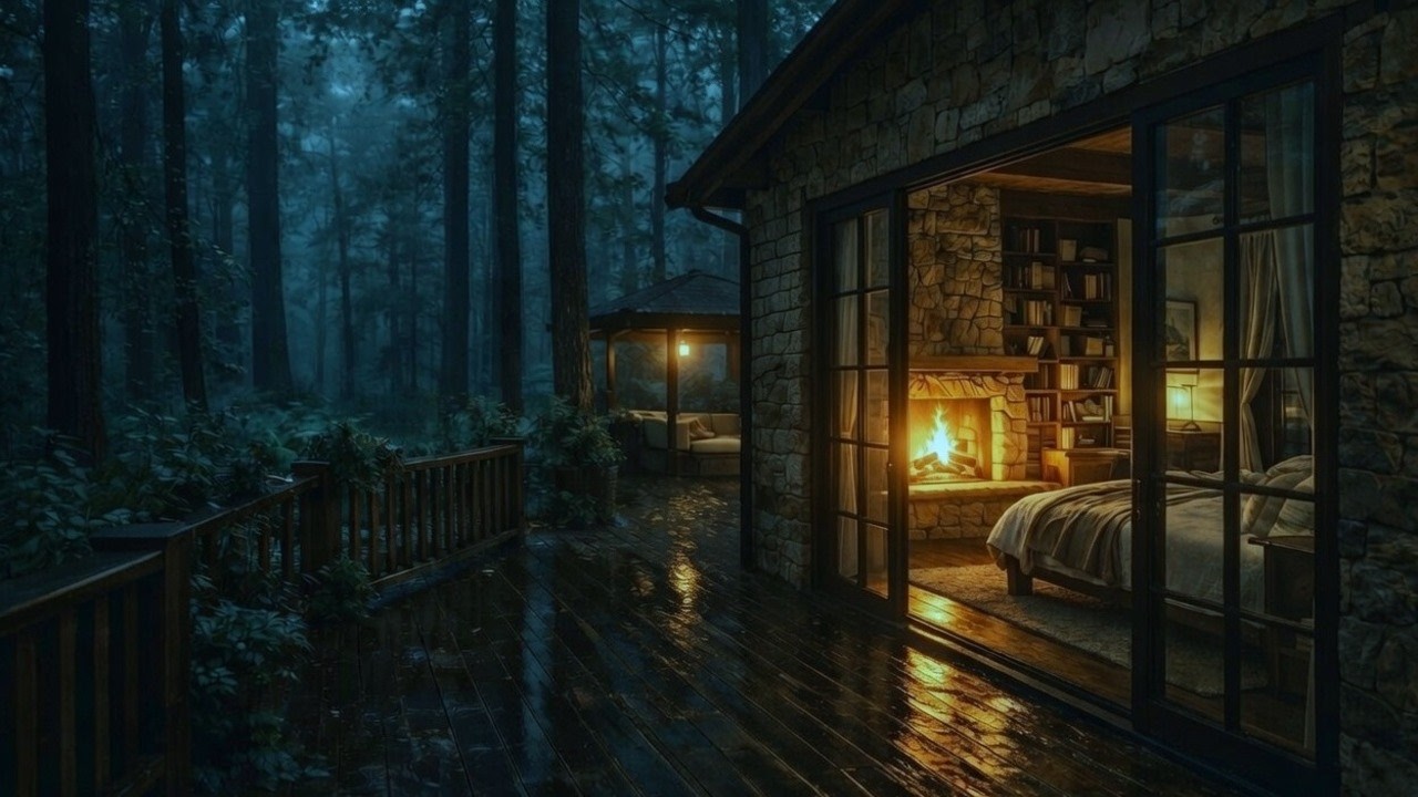 Mysterious Rainy Cabin Deep in the Forest 🌧️ Warm Lanterns & Peaceful Night Ambience for Sleep