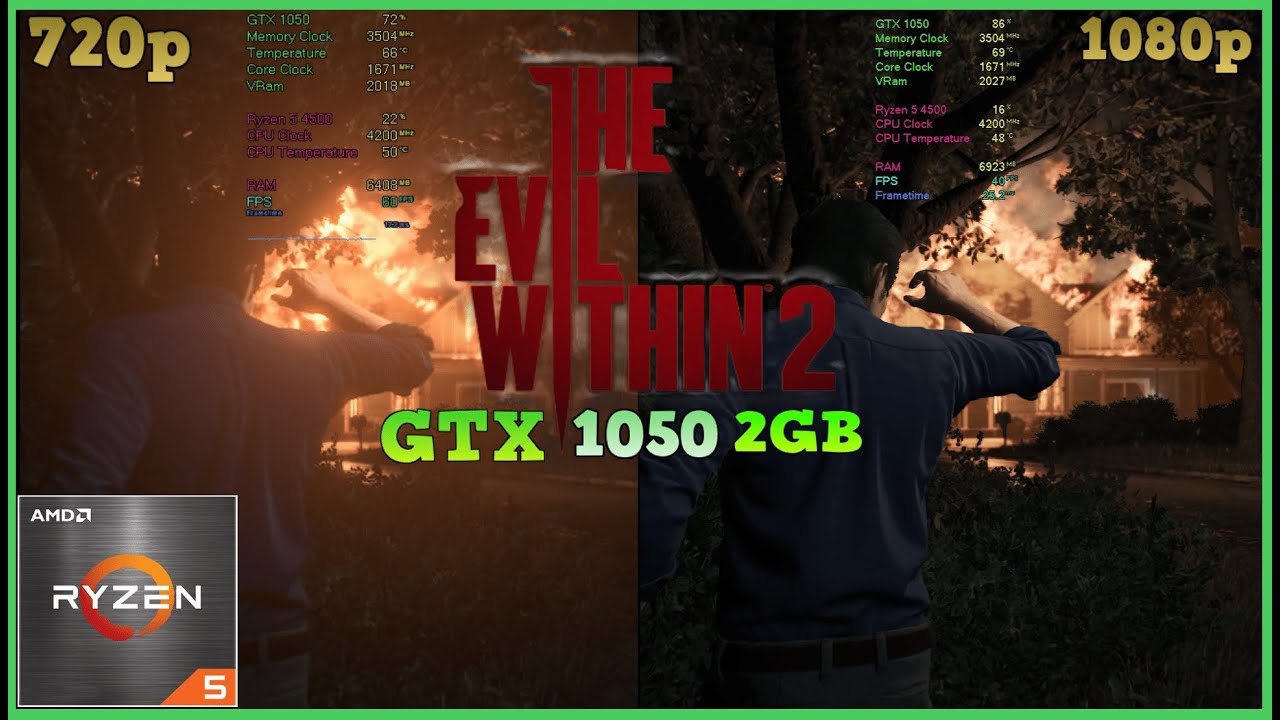 The Evil Within 2 : GTX 1050 & Ryzen 5 4500 Test + Gameplay 720p 1080p