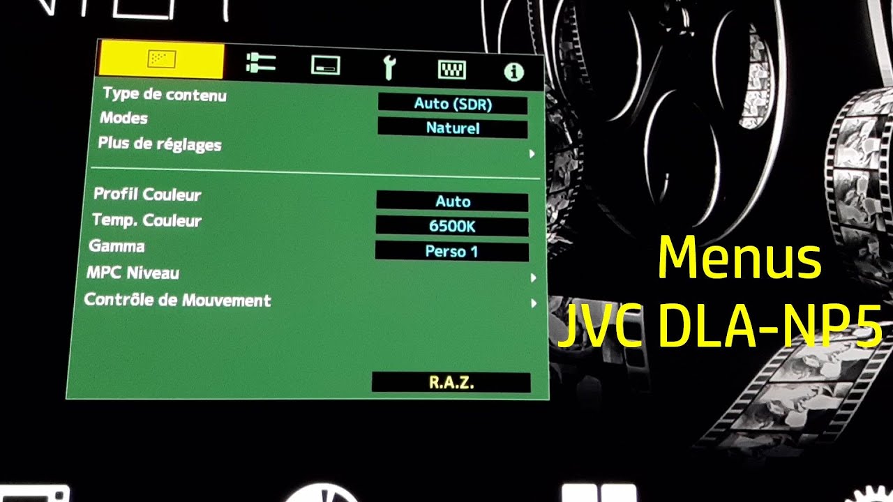HCFR JVC DLA NP5 Menus
