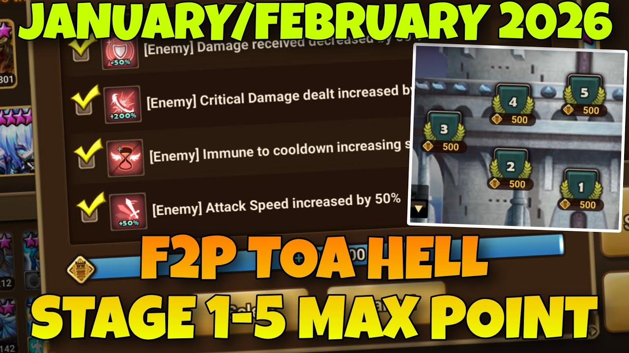 Бесплатная игра TOA HELL 1-5, максимальное количество очков!!! Январь/февраль 2026, Summoners War