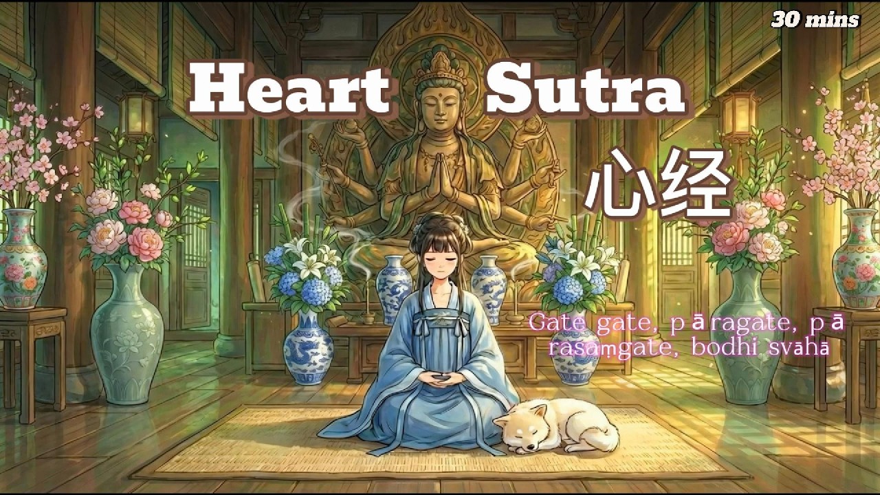 Heart Sutra Mantra 般若波羅蜜多心經 | Gate Gate Paragate | Supreme Wisdom & Mental Clarity | Healing Music