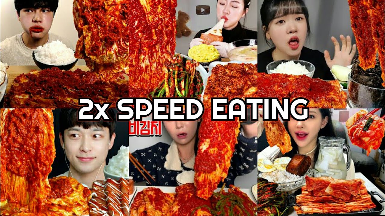 The Most Spicy Korean Kimchi Mukbang | ASMR 2x Speed Eating Show
