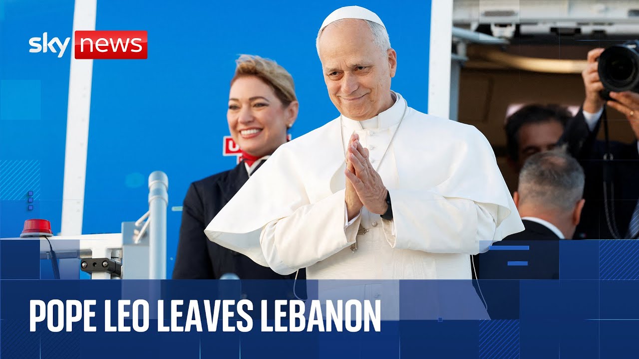 Pope Leo leaves Beirut after Lebanon visit
