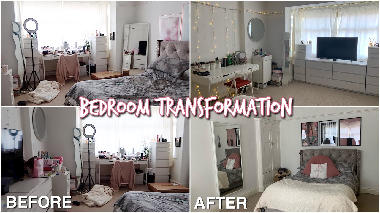 DECLUTTER AND TIDY MY BEDROOM WITH ME | BEDROOM TRANSFORMATION & ROOM TOUR
