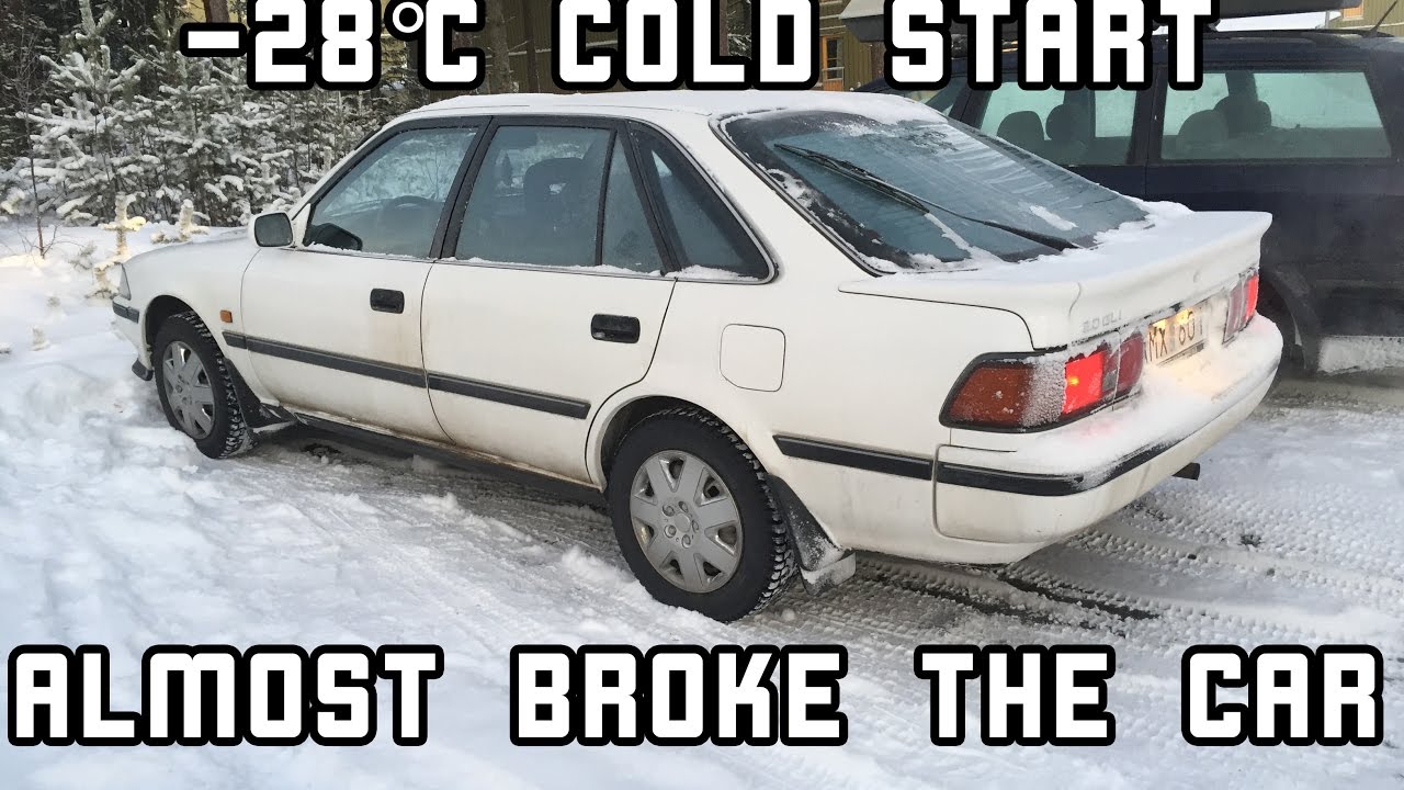 Extreme cold start -28°C (-18°F) + Drive | Toyota Carina II 1992, lots of smoke