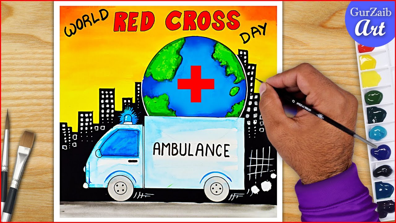 World Red Cross Day Drawing || Poster chart project making || step by step easy