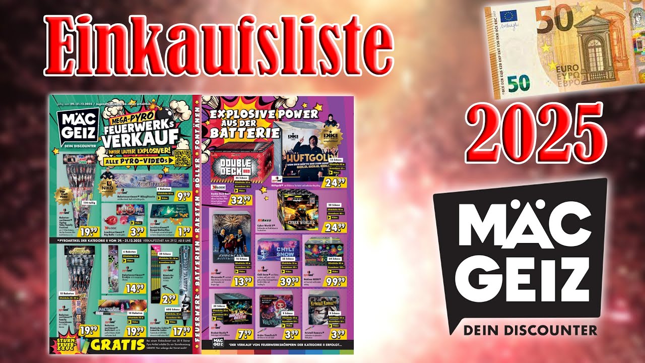 Mäc Geiz Feuerwerk Einkaufsliste/Kaufberatung 2025 | 50 Euro [FULL HD]