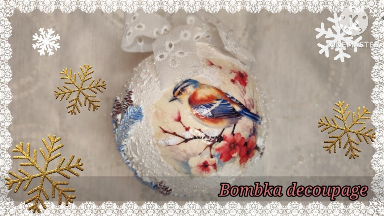 BOMBKA DECOUPAGE ZE ZDOBIENIAMI Z LEKKIEJ MASY PLASTYCZNEJ, TUTORIAL