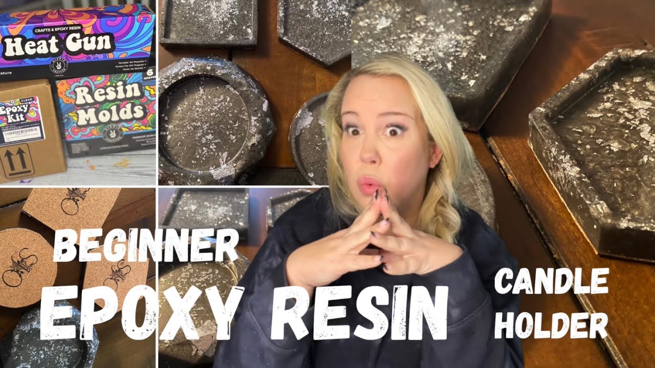 Epoxy Resin Projects for Beginners @hippiecrafter Silver foil epoxy candle holders #resin