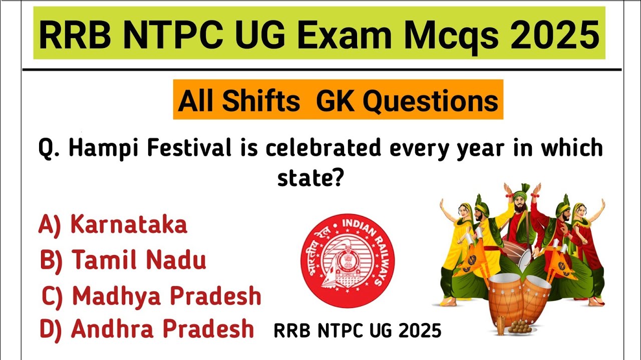 RRB NTPC UG Exam Mcq 2025 | rrb ntpc ug exam all shifts questions | rrb ntpc gk questions 2025