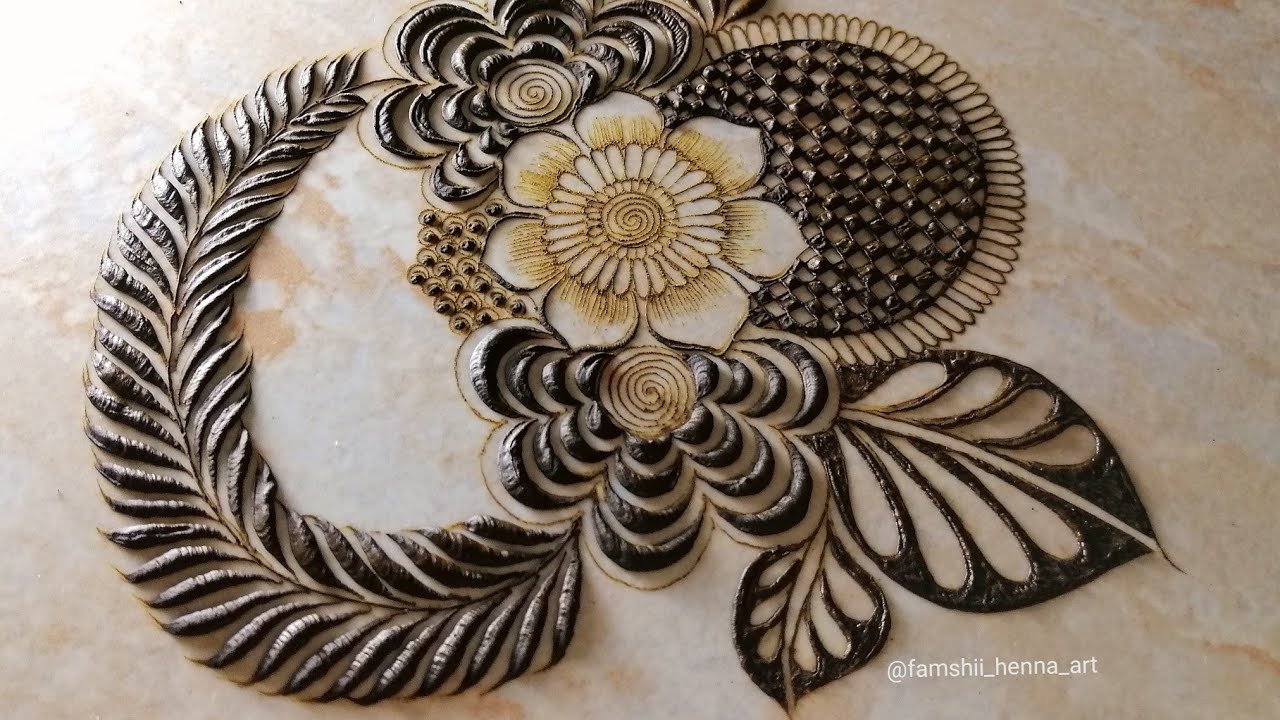 Beautiful heavy bunch with long leaves design || Heavy mehendi design || Heavy henna bunch