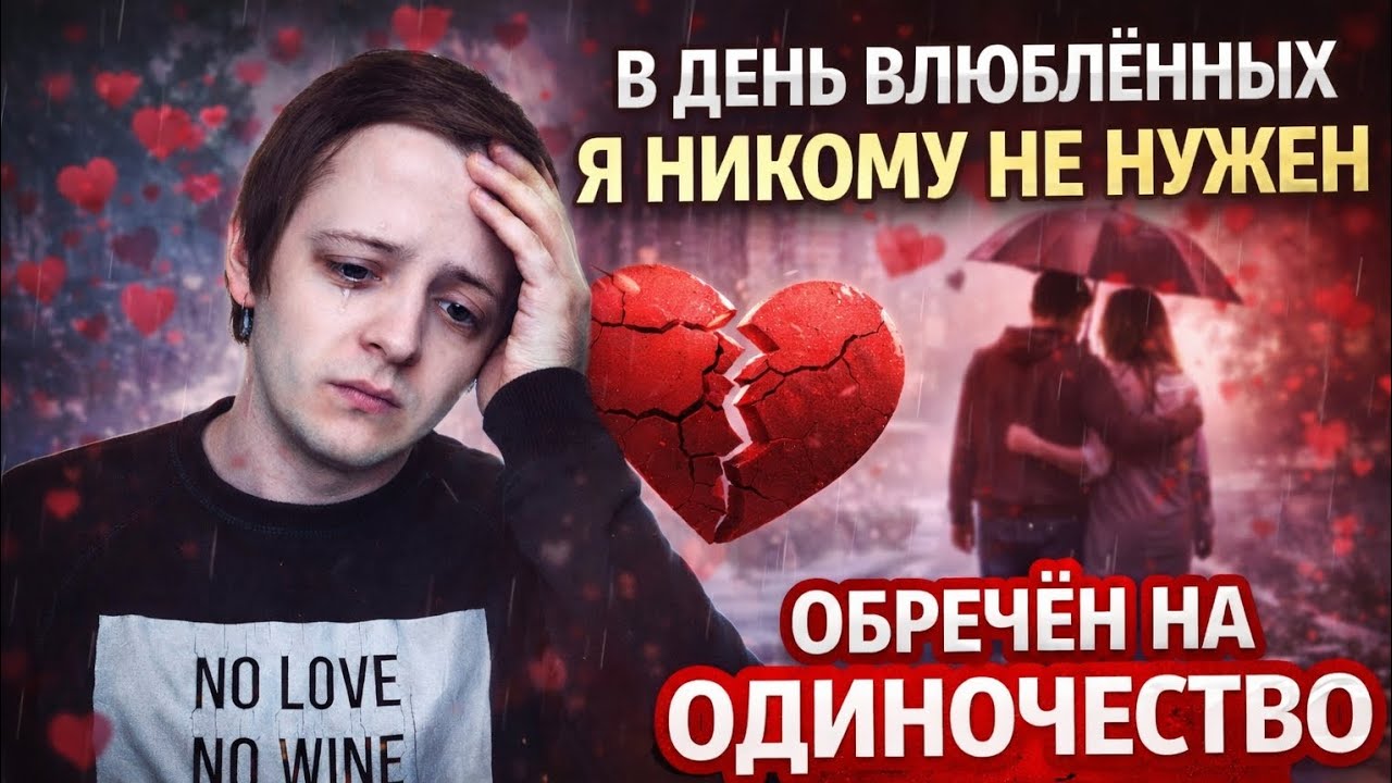 В ДЕНЬ ВЛЮБЛЁННЫХ Я НИКОМУ НЕ НУЖЕН. ОБРЕЧЁН НА ОДИНОЧЕСТВО 14 ФЕВРАЛЯ