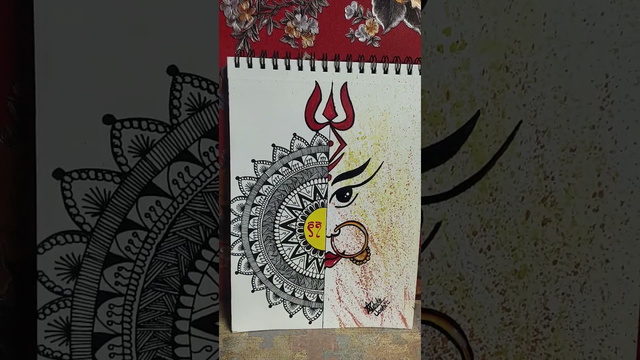 Mandala Art + Brush painting | #navratri | #shorts | #challenge | #day4 | Ruchika Joshi