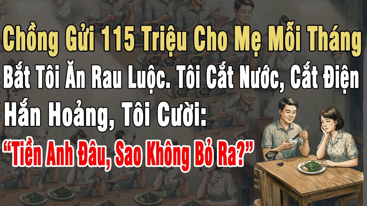Chồng Lén Đưa Hết 115Tr Cho Mẹ Bắt Tôi Ăn Rau Luộc. Tôi Cắt Điện Chồng Hỏi Tôi Đáp “Tiền Anh Đâu?”
