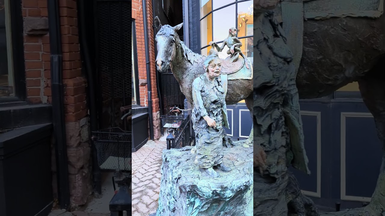 Emily Carr and friends by Joe Fafard  in front of Heffel Gallery