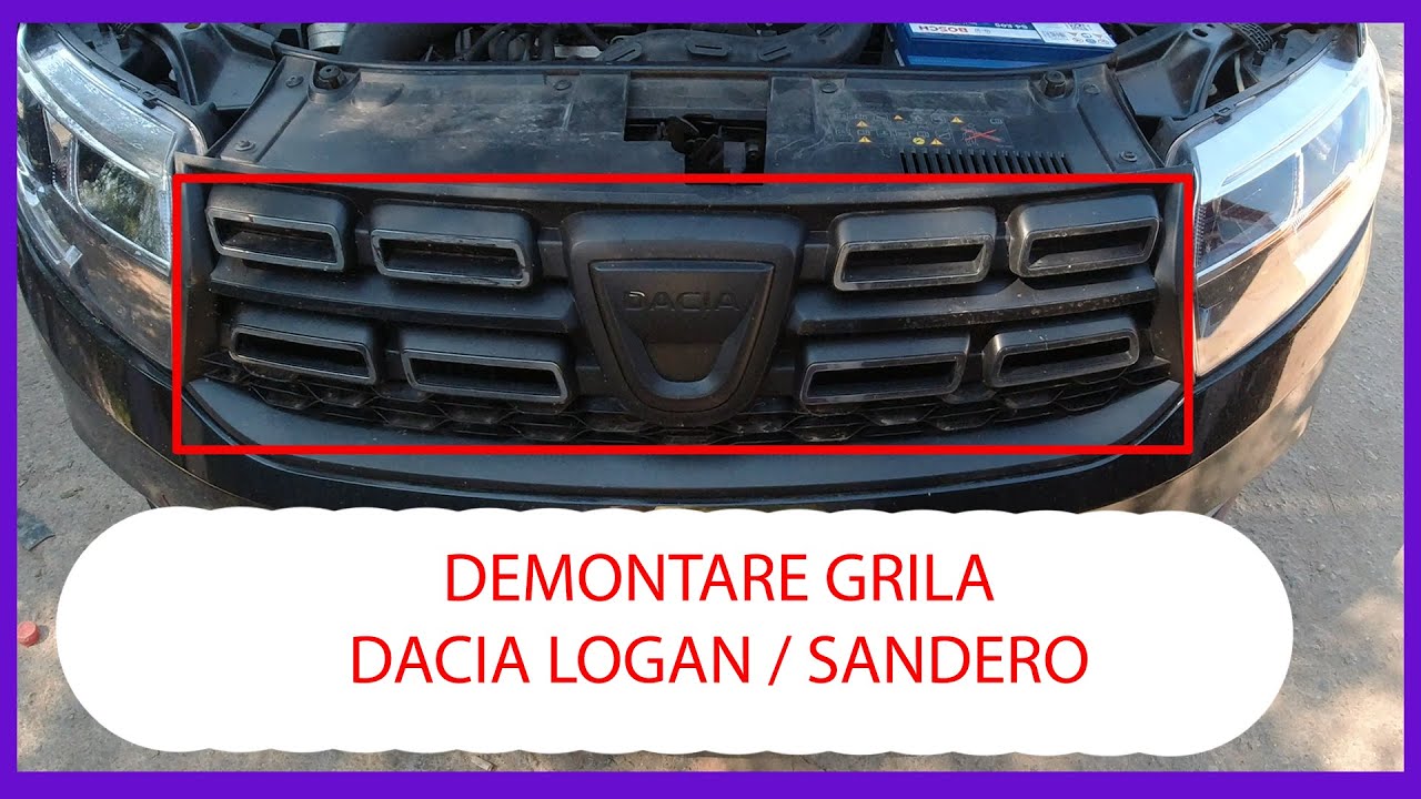 Снимите решетку радиатора Dacia Logan/Sandero, не опуская планку Руководство