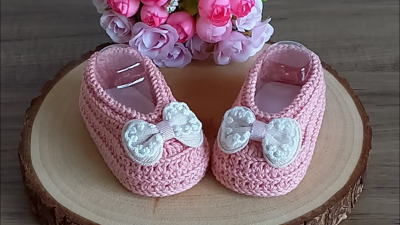 Sapatinho de crochê para bebê, muito fácil de fazer 9cm