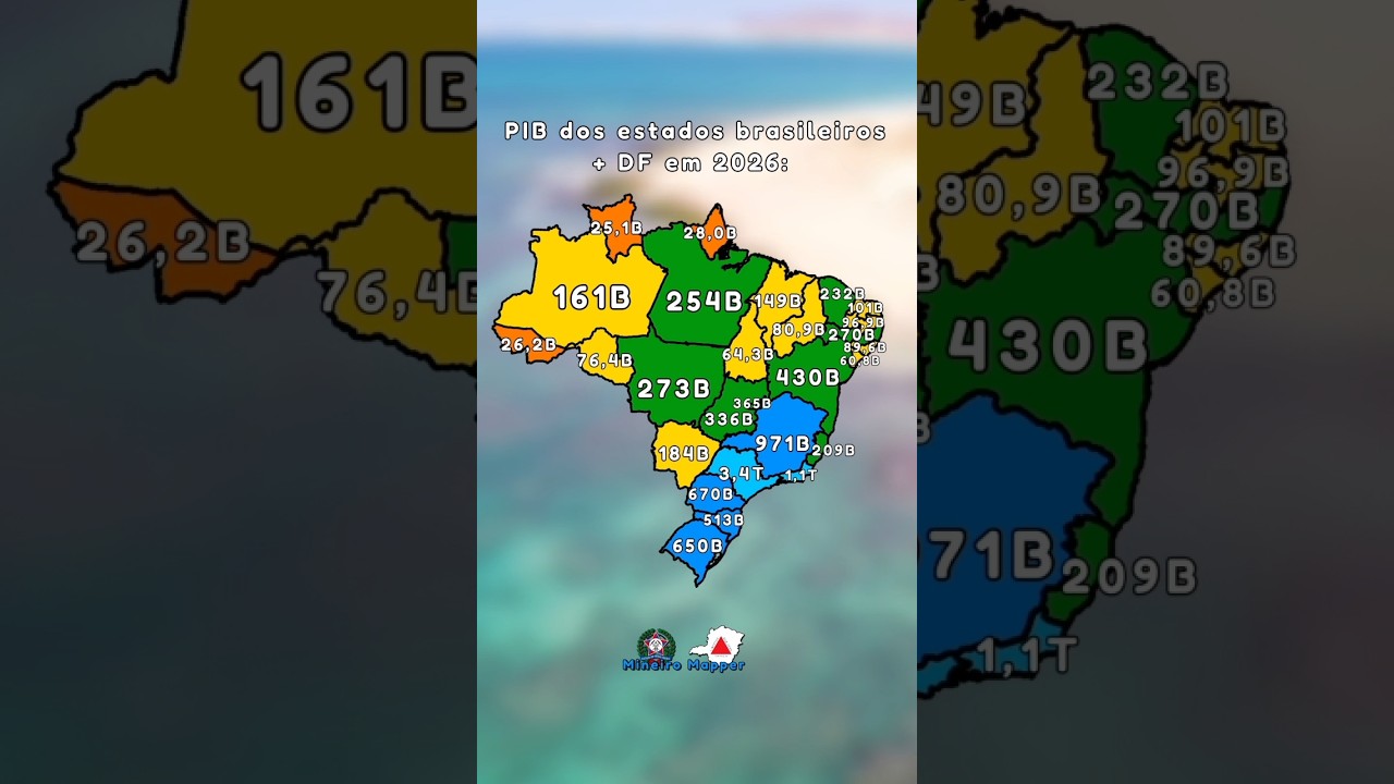 PIB dos estados brasileiros+DF em 1950x2026 #mapper #geografia #countryballs #mapguide #brasil