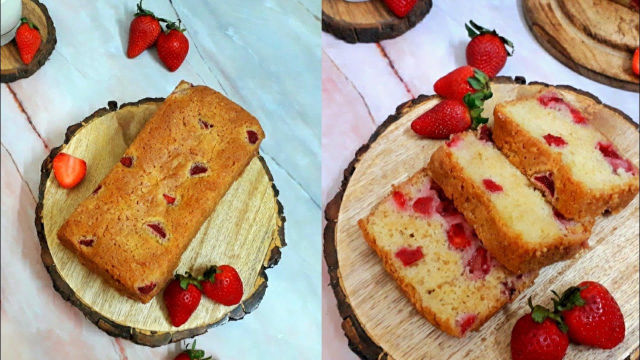 Tea Time Eggless Strawberry Cake / Eggless Strawberry Tea Cake / Easy Strawberry Cake