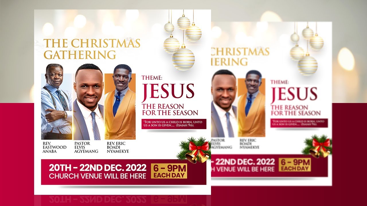 How To Design A Minimal CHURCH FLYER FOR CHRISTMAS EVENTS Like Convention & Conference in Photoshop