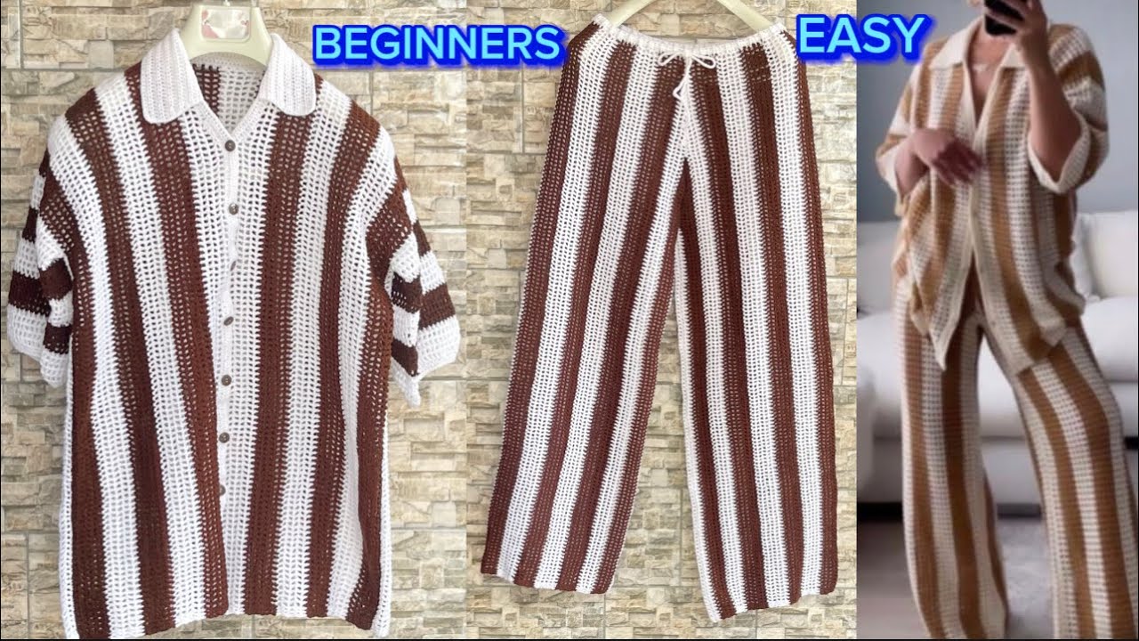🧶Easy Crochet Palazzo Pants Beginners/ How To Crochet mesh Trousers tutor #crochetpalazzopants#untie