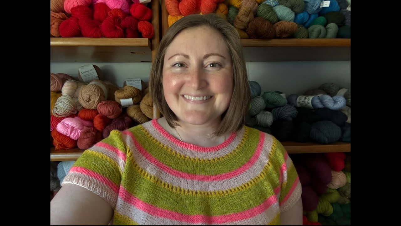 Episode 69   Plain yoke tee, Beginners Welcome hat, Ooey Gooey sweater and some sewing