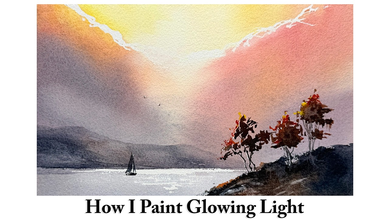 How I Paint Glowing Light in Watercolour: Step By Step | Atmosphere and Depth in a Landscape