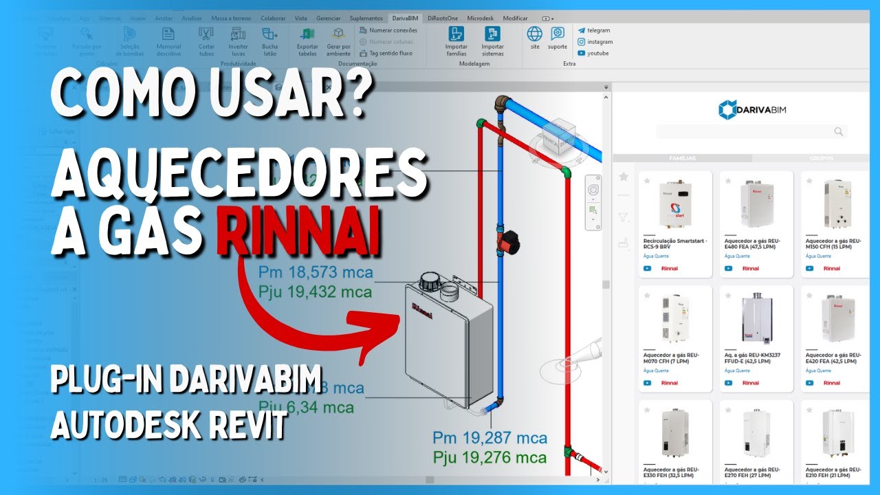 Como usar? Aquecedores a Gás Rinnai - Plug-in DarivaBIM para Revit