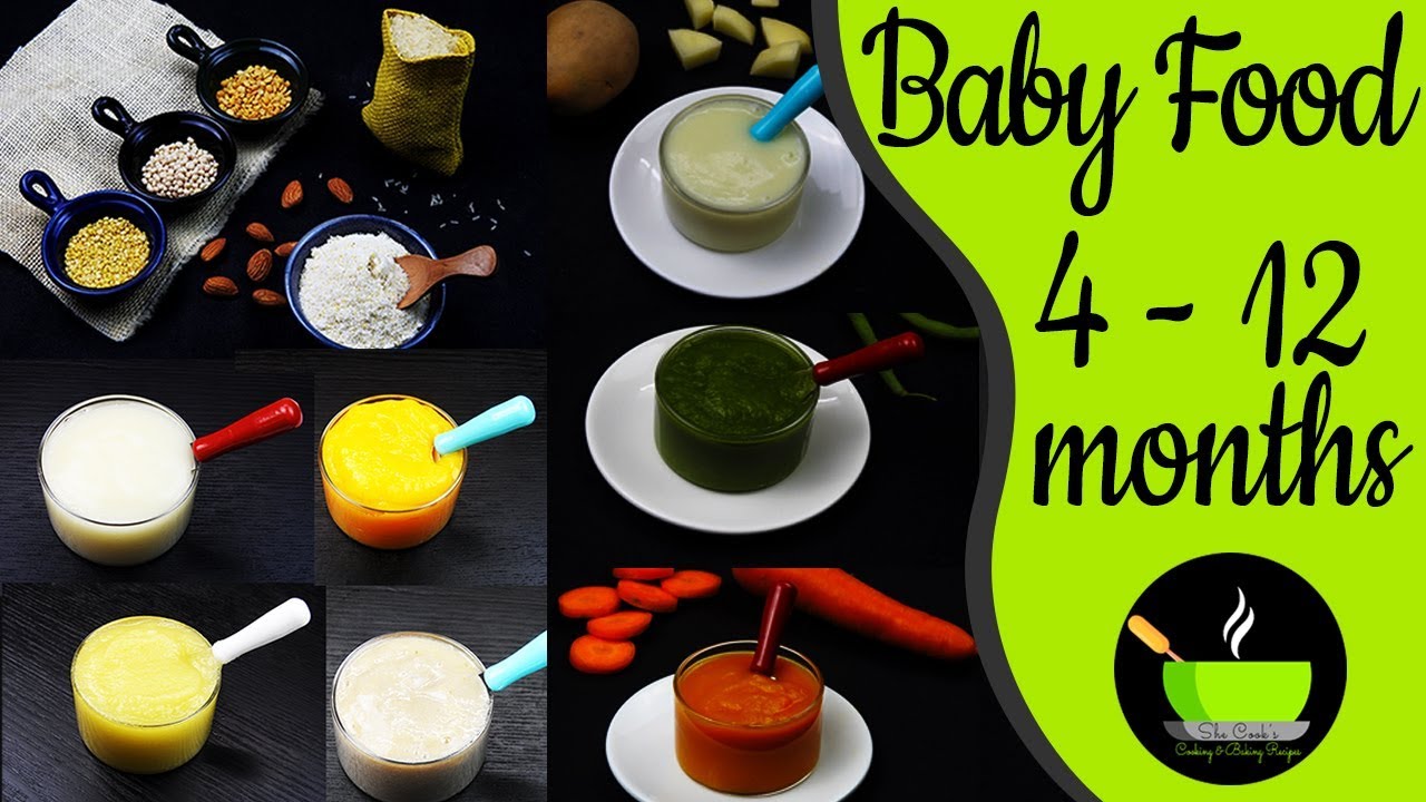 11 Baby Food Recipes For 4 -12 Months | Homemade Cerelac | Veg Puree  | Fruit Puree For Babies