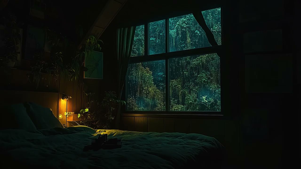Soothing Rain on Window at Night | Gentle Rain Sounds for Sleep & Study (3 Hours)