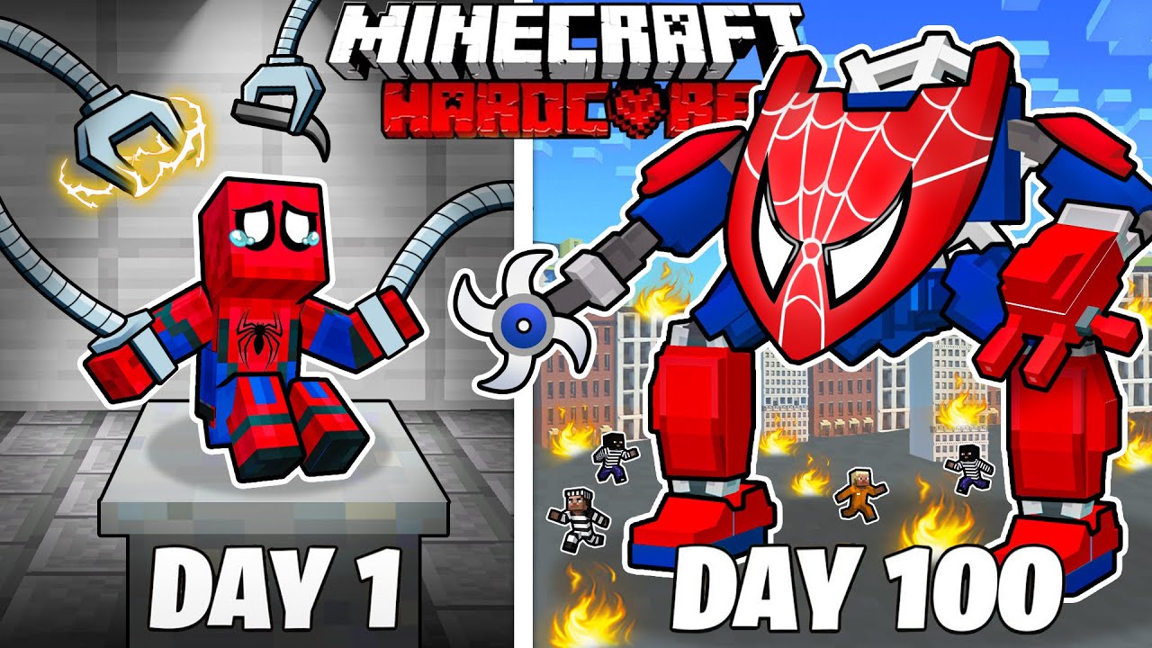 I Survived 100 Days as MECHA SPIDER-MAN in HARDCORE Minecraft