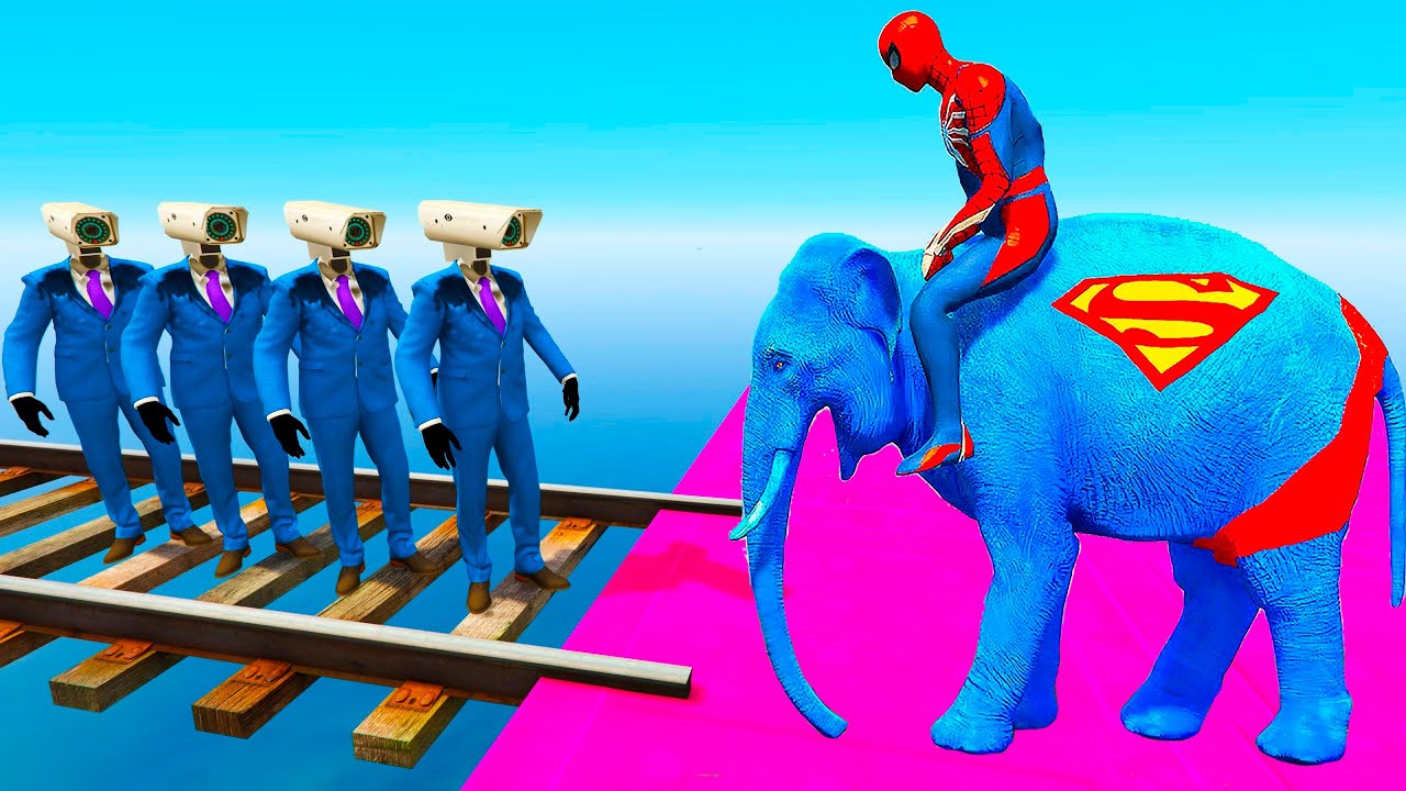 Long Slide Game With Elephant Gorilla Buffalo Hippopotamus Tiger - 3d Animal Game - Funny 3d Animals