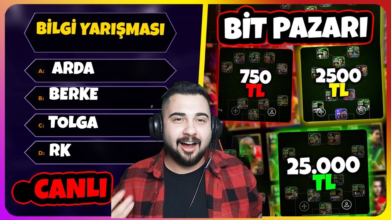 EFOOTBALL BİLGİ YARIŞMASI VE BİT PAZARI YAYINIII! EFOOTBALL MOBILE